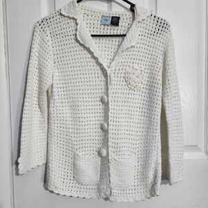 Vintage White Embellished Crochet Cardigan